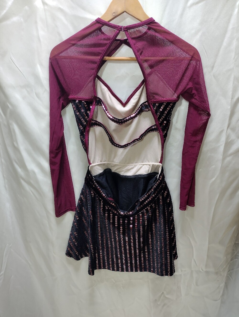Weissman Elite Need You Tonight Burgundy Velvet Foil Dance Dress Costume MA - Picture 5 of 7